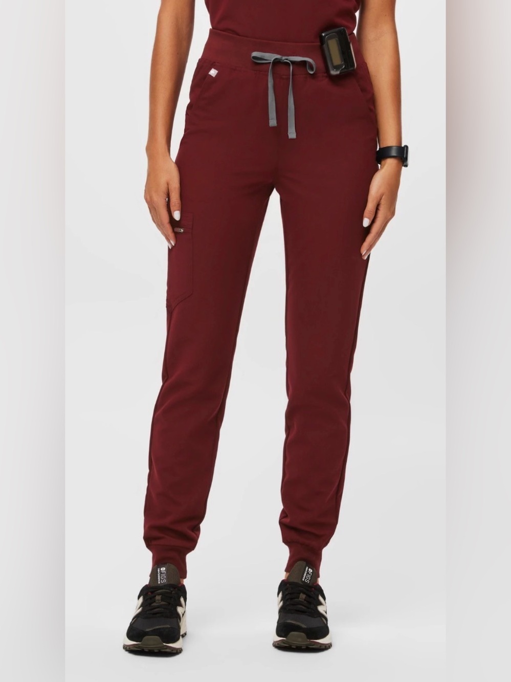 Figs High Waisted Zamora Jogger Scrub Pants Burgundy Size M/T